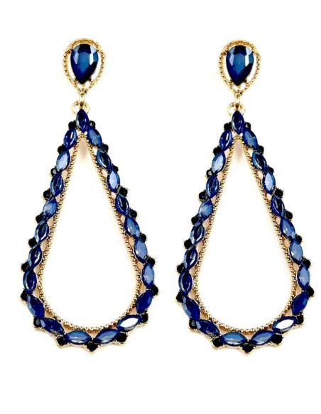 PENDIENTES LARGOS DE FIESTA AZULES MARINO DE BODA Y EVENTOS