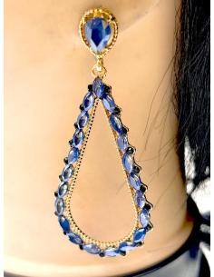 PENDIENTES LARGOS DE FIESTA AZULES MARINO DE BODA Y EVENTOS 2