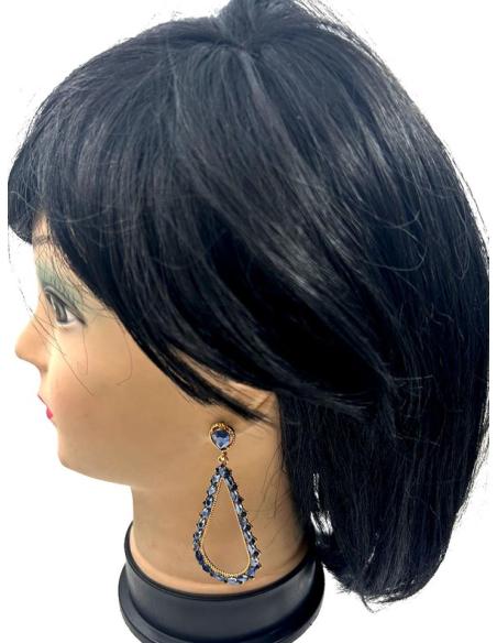 PENDIENTES LARGOS DE FIESTA AZULES MARINO DE BODA Y EVENTOS