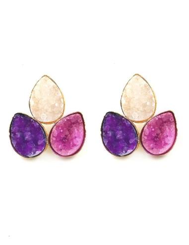 PENDIENTES PEQUEÑOS DE PIEDRAS DRUSAS PARA BODAS