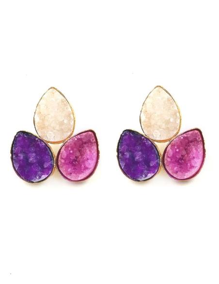 PENDIENTES PEQUEÑOS DE PIEDRAS DRUSAS PARA BODAS