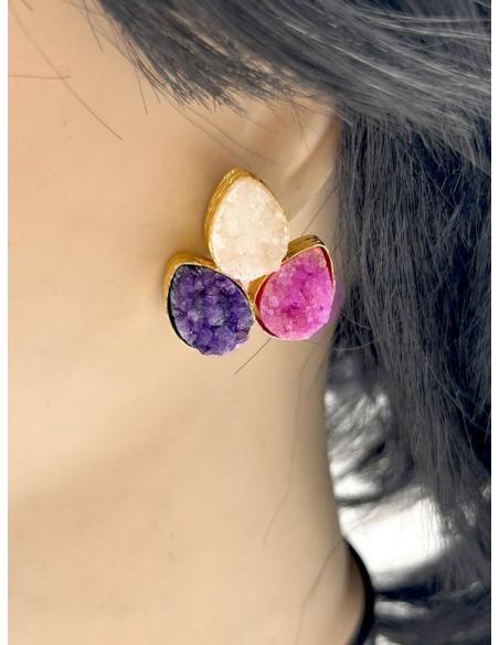 PENDIENTES PEQUEÑOS DE PIEDRAS DRUSAS PARA BODAS