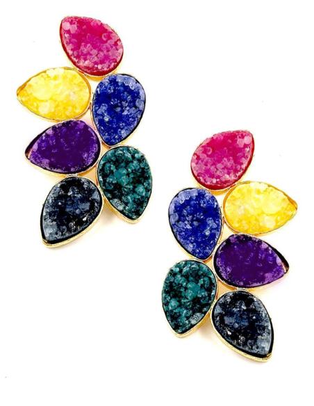 PENDIENTES DE PIEDRAS DRUSAS CON PRECIOSO COLORIDO PARA BODAS