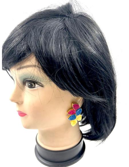 PENDIENTES DE PIEDRAS AZULES AMARILLAS Y FUCSIAS PARA BODAS