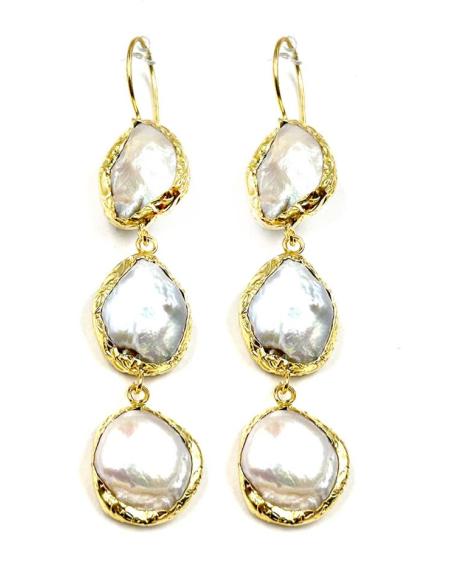 PENDIENTES DE MUJER LARGOS CON PERLAS ELEGANTES Y FAVORECEDORAS