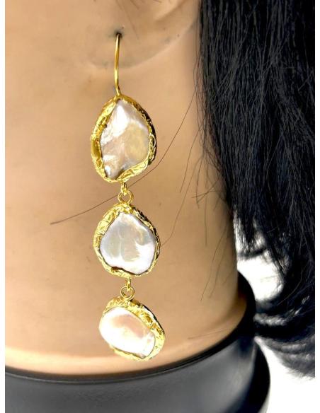PENDIENTES DE MUJER LARGOS CON PERLAS ELEGANTES Y FAVORECEDORAS