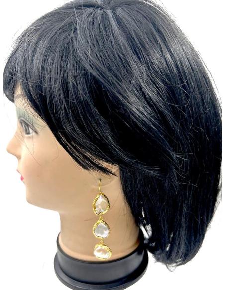 PENDIENTES DE MUJER LARGOS CON PERLAS ELEGANTES Y FAVORECEDORAS