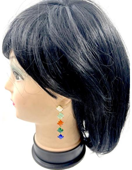 PENDIENTES LARGOS VERDES AZULES NARANJAS Y BLANCOS