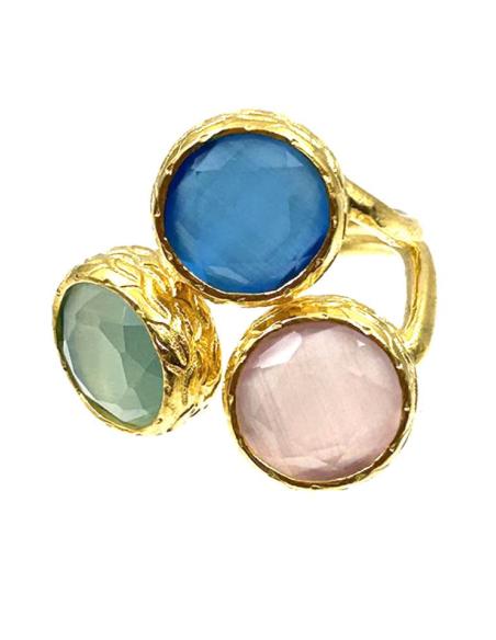 ANILLOS DE PIEDRAS ROSAS AZULES Y VERDES PARA BODA Y BAUTIZO