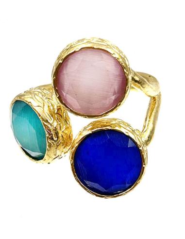 ANILLOS DE PIEDRAS ROSAS AZULONAS Y TURQUESAS PARA BODAS