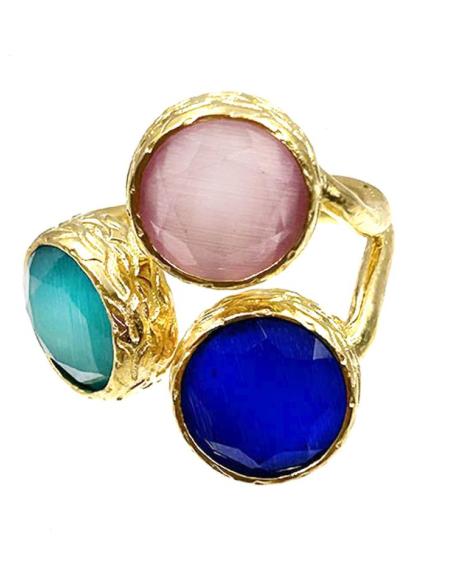 ANILLOS DE PIEDRAS ROSAS AZULONAS Y TURQUESAS PARA BODAS