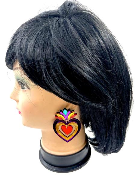 PENDIENTES FAVORECEDORES PARA BODAS CORAZON SACRO EN MULTICOLOR