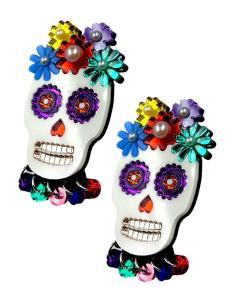 PENDIENTES ORIGINALES CALAVERA CATRINA MEXICANA CON PRECIOSO COLORIDO