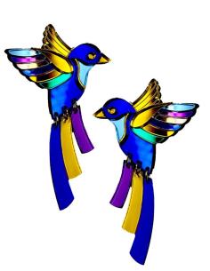 PENDIENTES AZULONES DE COLIBRI REVOLOTEANDO IDEALES PARA BODAS