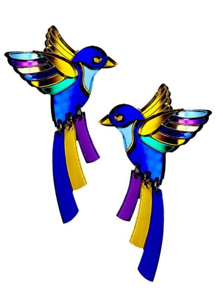 PENDIENTES AZULONES DE COLIBRI REVOLOTEANDO IDEALES PARA BODAS