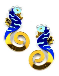 PENDIENTES DE INVITADA LARGOS DE CABALLITOS DE MAR AZULONES