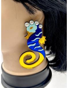 PENDIENTES DE INVITADA LARGOS DE CABALLITOS DE MAR AZULONES 2