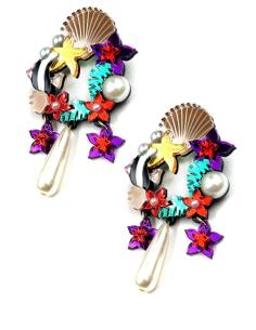 PENDIENTES LARGOS PARA INVITADAS DE BODA ARRECIFE MULTICOLOR