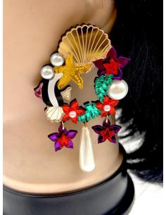 PENDIENTES LARGOS PARA INVITADAS DE BODA ARRECIFE MULTICOLOR 2
