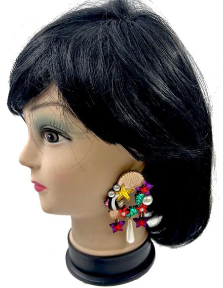 PENDIENTES LARGOS PARA INVITADAS DE BODA ARRECIFE MULTICOLOR