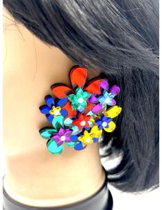 PENDIENTES BODA FLORALES EN ATRACTIVOS COLORES DISEÑO HAWAIANO 2