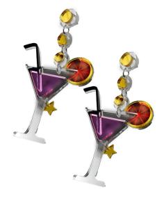 PENDIENTES LARGOS DE FIESTA CON COPAS COSMOPOLITAN