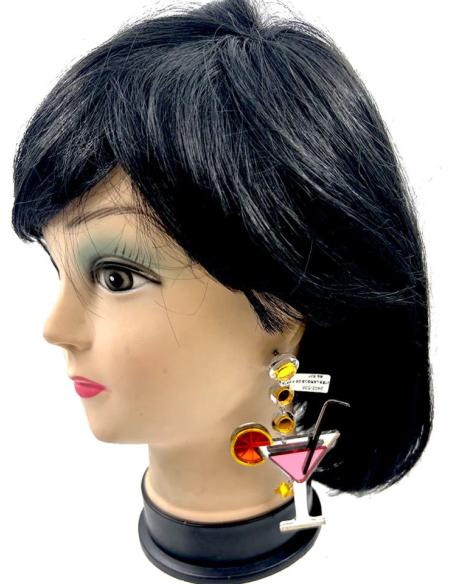 PENDIENTES LARGOS DE FIESTA CON COPAS COSMOPOLITAN