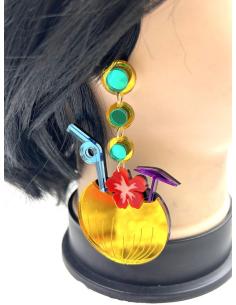 PENDIENTES LARGOS DE FIESTA CON COCOS HAWAI 2