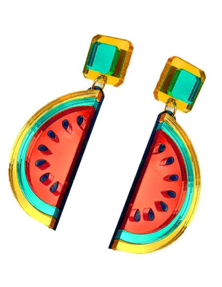 PENDIENTES ROJOS LARGOS DE DISEÑO CON SANDIA