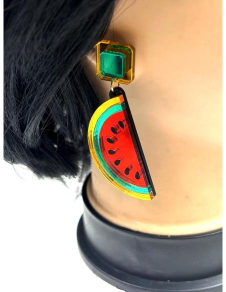 PENDIENTES ROJOS LARGOS DE DISEÑO CON SANDIA