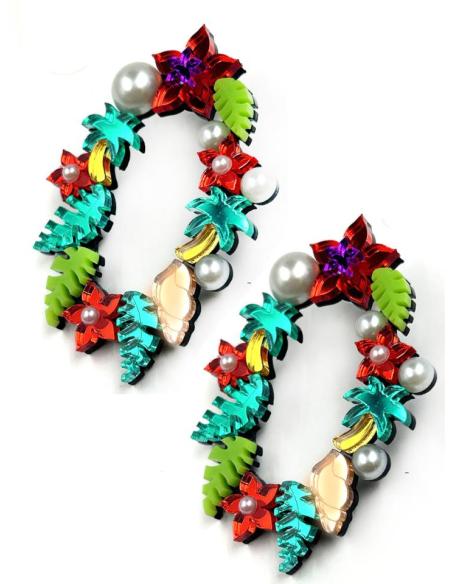 PENDIENTES DE INVITADA DE BODA DISEÑO TROPICAL Y FAVORECEDOR