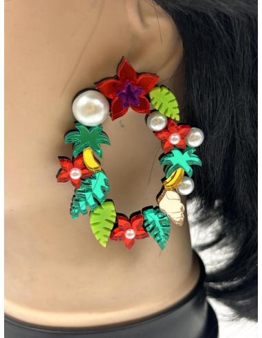 PENDIENTES DE INVITADA DE BODA DISEÑO TROPICAL Y FAVORECEDOR
