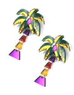 PENDIENTES LARGOS CANCUN CON DISEÑO DE PALMERA EXOTICA