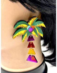 PENDIENTES LARGOS CANCUN CON DISEÑO DE PALMERA EXOTICA 2