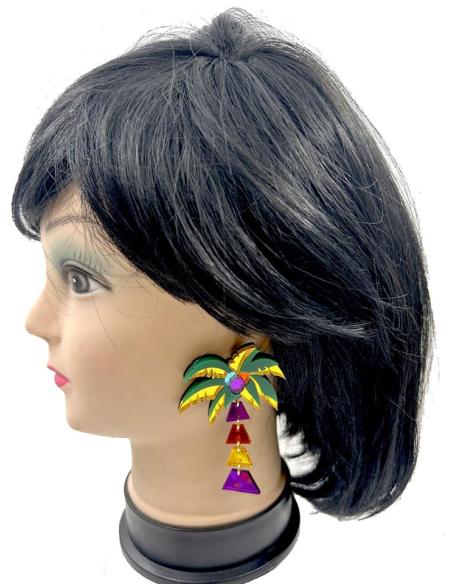 PENDIENTES LARGOS CANCUN CON DISEÑO DE PALMERA EXOTICA