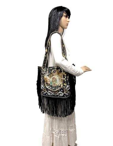 BOLSOS DE PIEL NEGROS FIGURA INDIO...