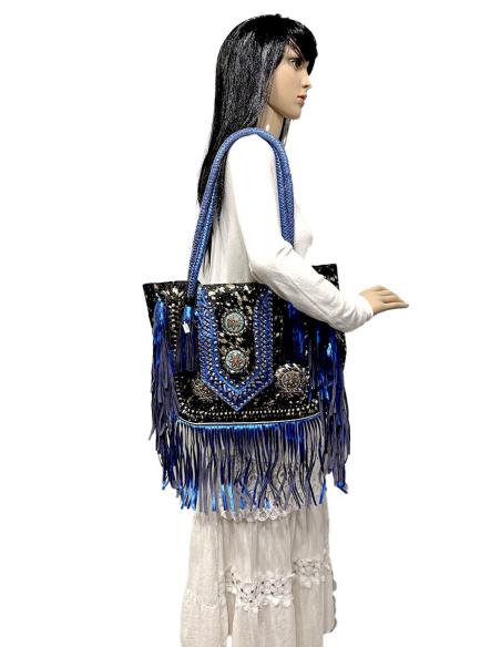 BOLSOS MUJER DE PIEL ESTILO BOHEMIO MOSTAZA Y ROJO