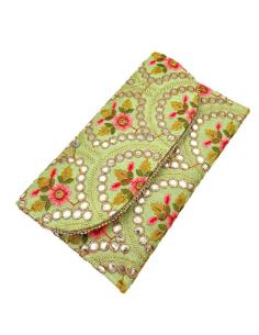 BOLSOS BODA INVITADA VERDES CARTERA DE FLORES Y DETALLES ESPEJO