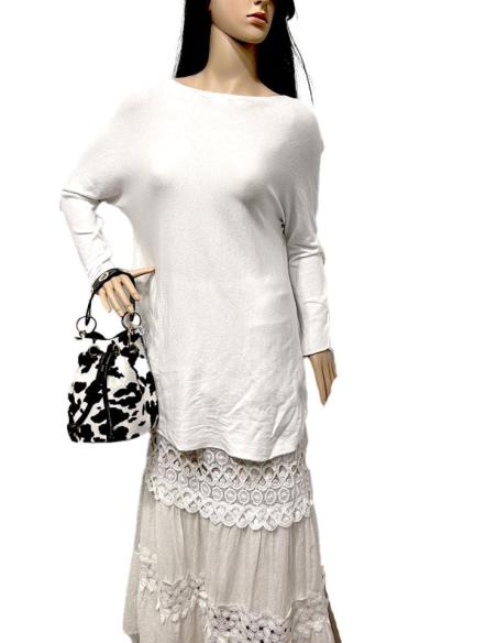 BOLSOS PIEL ESTAMPADO VACA EN BLANCO Y NEGRO Y ASA CORTA Y CADENA DORADA LARGA