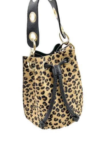BOLSOS PIEL DE ASA Y ANIMAL PRINT LEOPARDO NEGRO Y MARRON TOFFEE