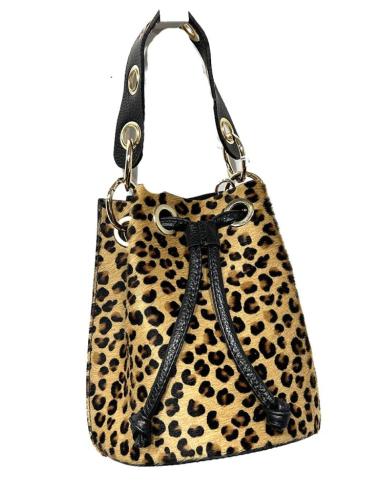 BOLSOS PIEL DE ASA Y ANIMAL PRINT LEOPARDO NEGRO Y MARRON TOFFEE