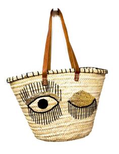BOLSOS PARA EL VERANO CAPAZOS CON OJITOS BORDADOS HACIENDO UN GIÑO