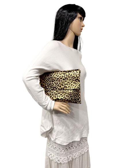 BOLSOS PIEL ANIMAL PRINT LEOPARDO DISEÑO CARTERA AMPLIA METALIZADA