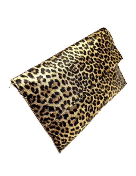 BOLSOS PIEL ANIMAL PRINT LEOPARDO DISEÑO CARTERA AMPLIA METALIZADA