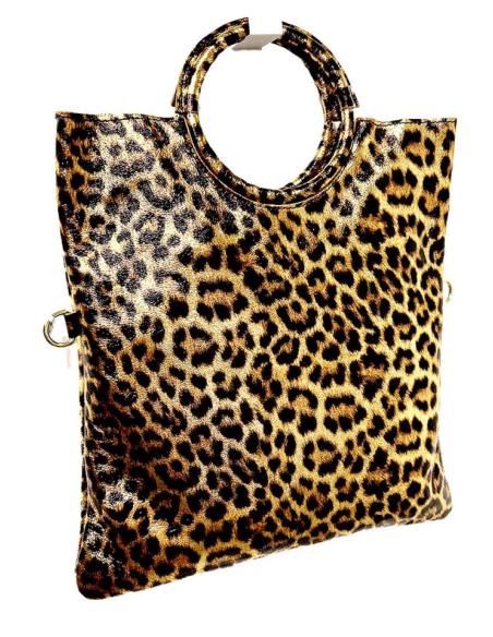 BOLSOS DE PIEL ANIMAL PRINT LEOPARDO METALIZADO