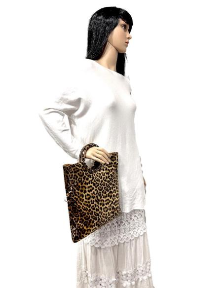 BOLSOS DE PIEL ANIMAL PRINT LEOPARDO METALIZADO
