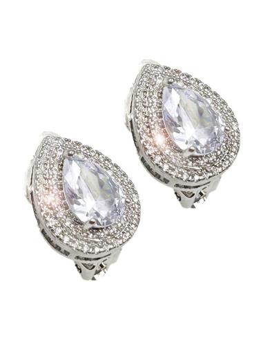 PENDIENTES MUJER CLIP CON CIRCONITAS Y PLATEADO PARA BODAS Y BAUTIZOS