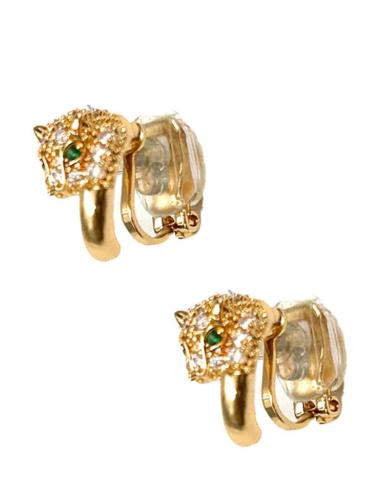 PENDIENTES DE CLIP AROS DORADOS CON LEOPARDO