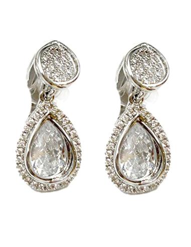 PENDIENTES CLIP PLATEADOS LARGOS DE FIESTA Y BODA