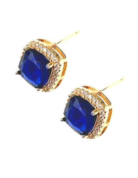 PENDIENTES DE MUJER AZULES MARINO CON CIRCONITAS